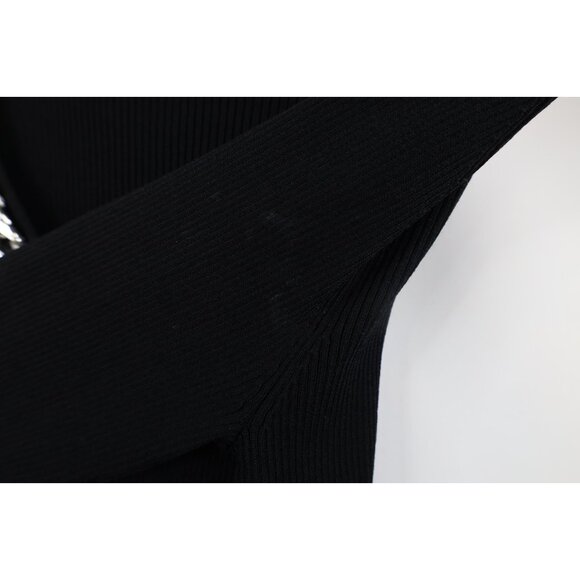 Vintage 90s Cache Womens Medium Stretch Ribbed Knit Cuban Link Knit Sweater - Picture 4 of 14